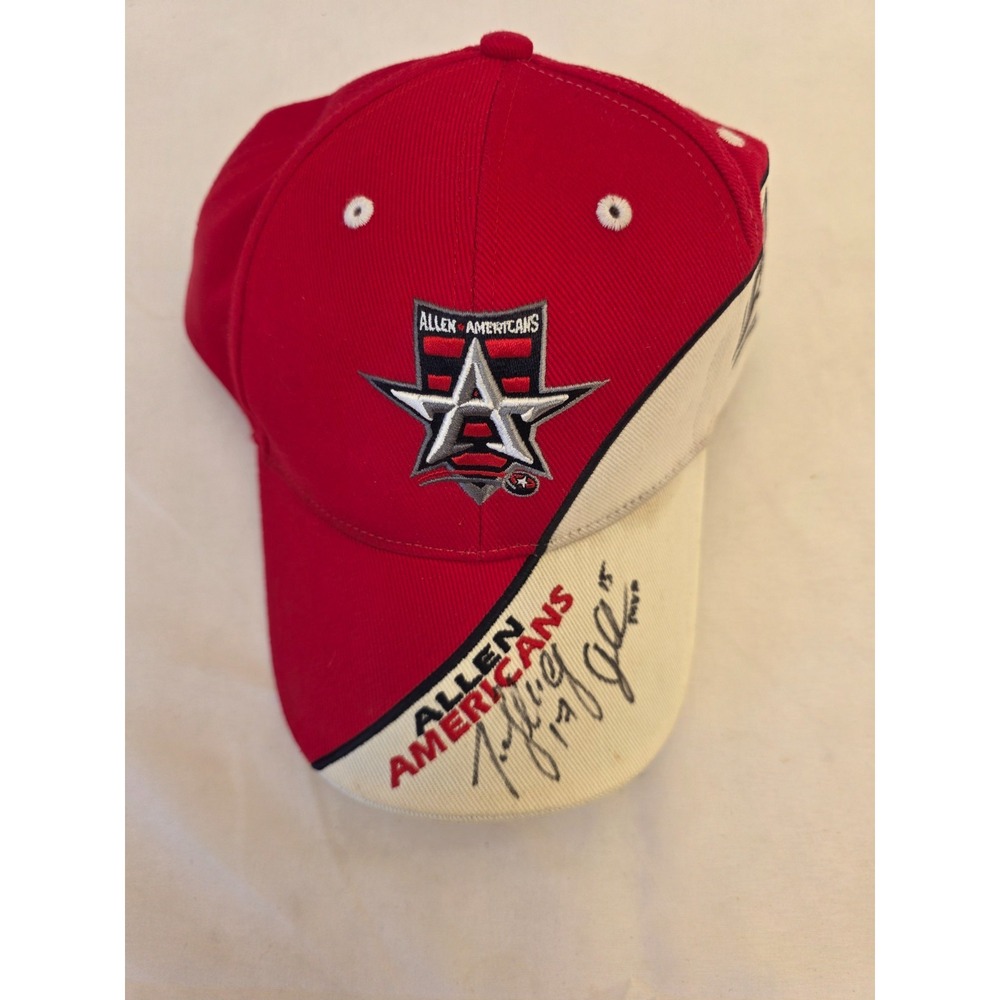 Allen Americans Hockey Hat 47 Twins Signed Autographed‎ Red White Cap OSFA ECHL